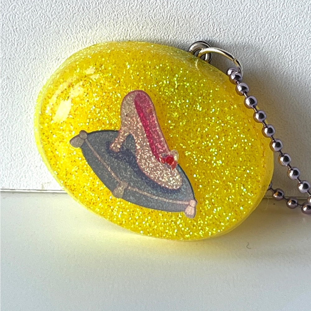 Yellow Glitter Keychain with Shoe Design
